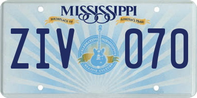 MS license plate ZIV070