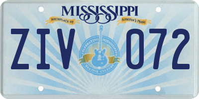 MS license plate ZIV072