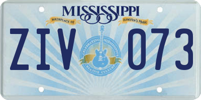 MS license plate ZIV073