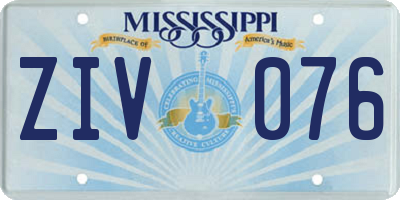 MS license plate ZIV076