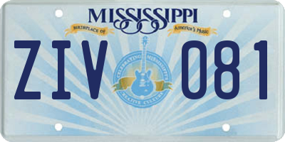 MS license plate ZIV081