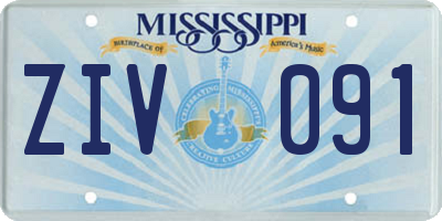MS license plate ZIV091