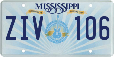 MS license plate ZIV106