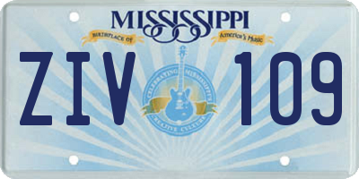 MS license plate ZIV109