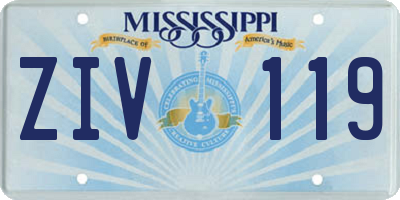 MS license plate ZIV119