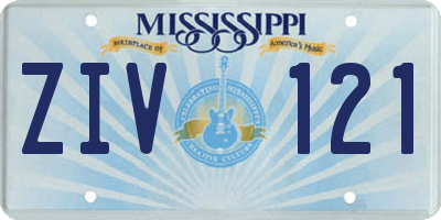 MS license plate ZIV121