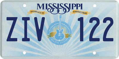 MS license plate ZIV122