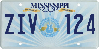 MS license plate ZIV124