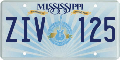 MS license plate ZIV125