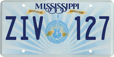 MS license plate ZIV127