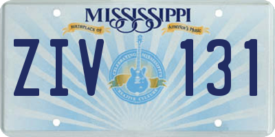 MS license plate ZIV131