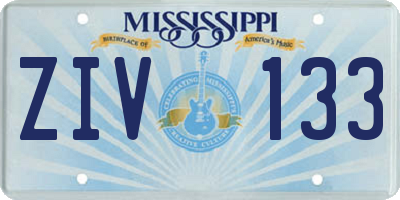 MS license plate ZIV133