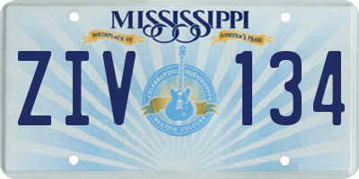 MS license plate ZIV134