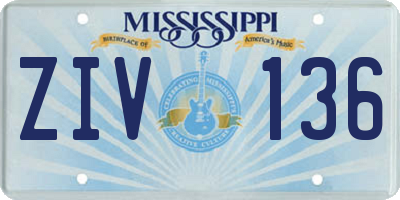 MS license plate ZIV136