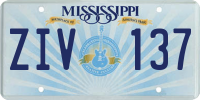 MS license plate ZIV137