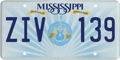 MS license plate ZIV139