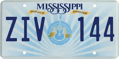 MS license plate ZIV144