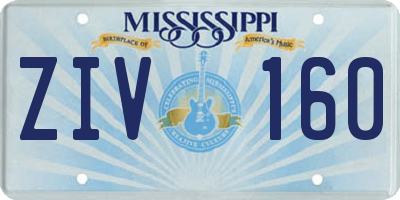 MS license plate ZIV160