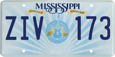 MS license plate ZIV173