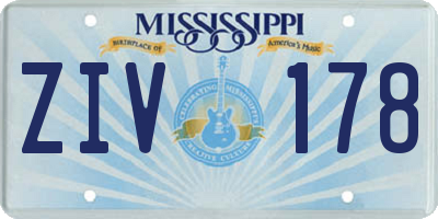 MS license plate ZIV178