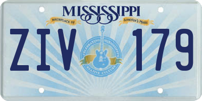 MS license plate ZIV179