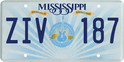 MS license plate ZIV187