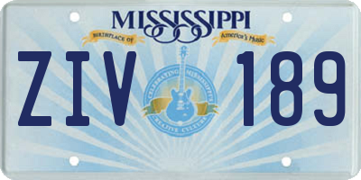 MS license plate ZIV189