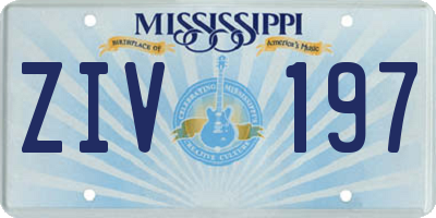 MS license plate ZIV197