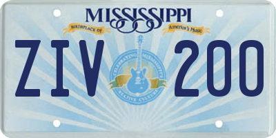 MS license plate ZIV200