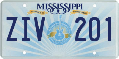 MS license plate ZIV201