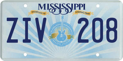 MS license plate ZIV208