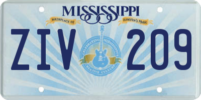 MS license plate ZIV209