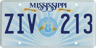 MS license plate ZIV213