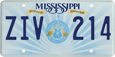 MS license plate ZIV214