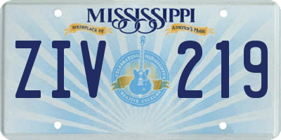 MS license plate ZIV219