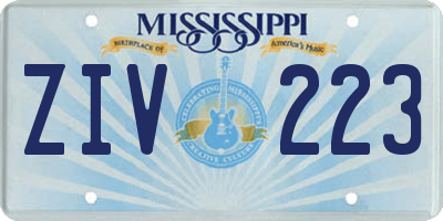 MS license plate ZIV223