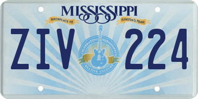 MS license plate ZIV224