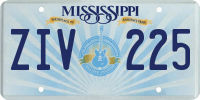 MS license plate ZIV225