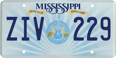 MS license plate ZIV229