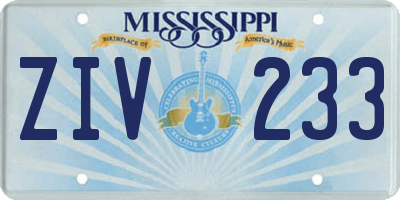 MS license plate ZIV233