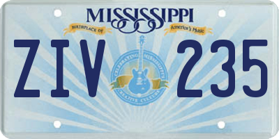 MS license plate ZIV235