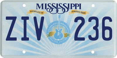 MS license plate ZIV236