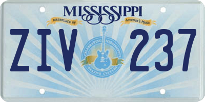 MS license plate ZIV237