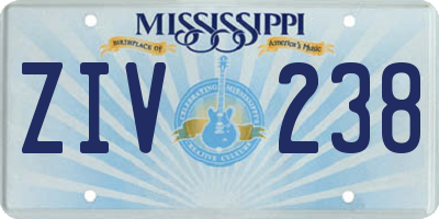 MS license plate ZIV238