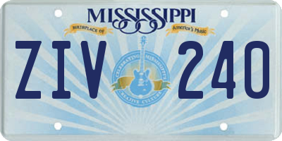 MS license plate ZIV240