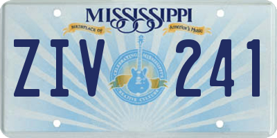 MS license plate ZIV241