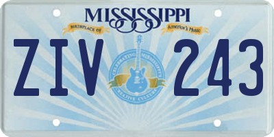 MS license plate ZIV243