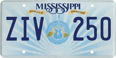 MS license plate ZIV250