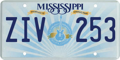 MS license plate ZIV253