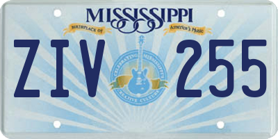 MS license plate ZIV255